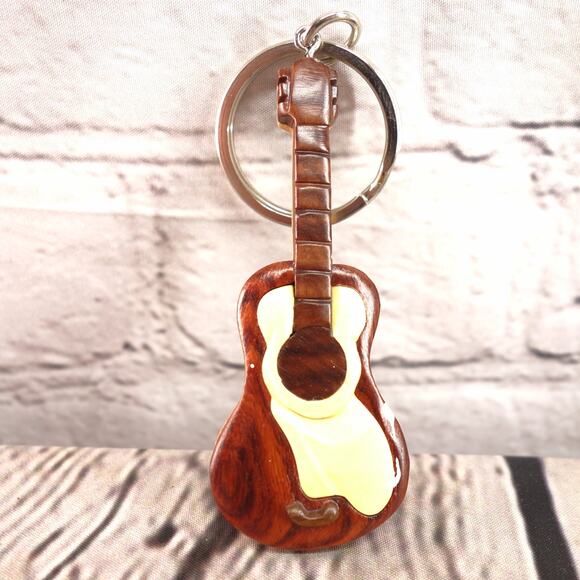 Wooden Guitar Keychain - Picture 1 of 4